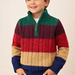 Gymboree Multicolor Cable Knit Half Zip Sweater